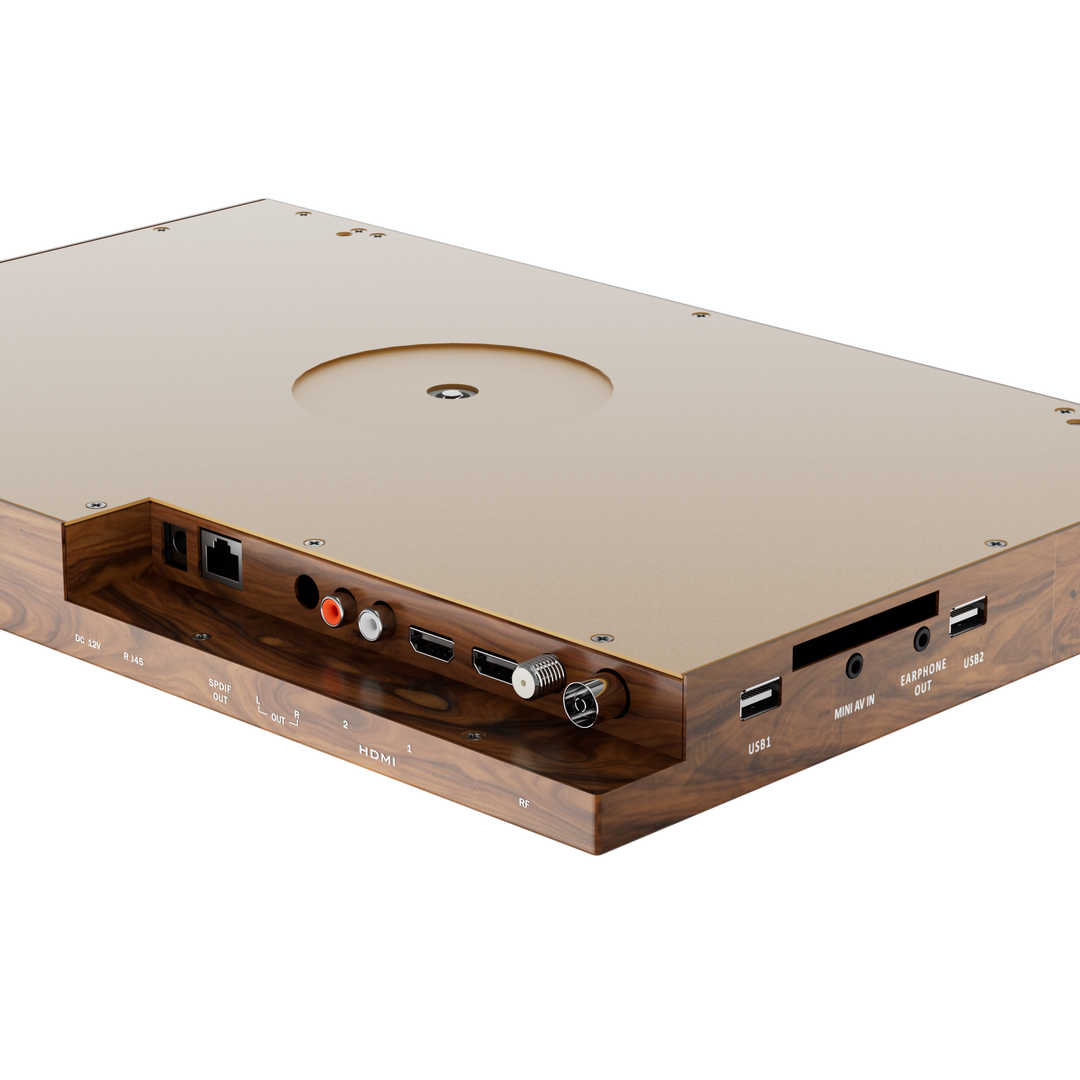 Sylvox 15,6" Küchen-TV Holz-Optik – Unterbaufernseher klappbar für Landhausküchen