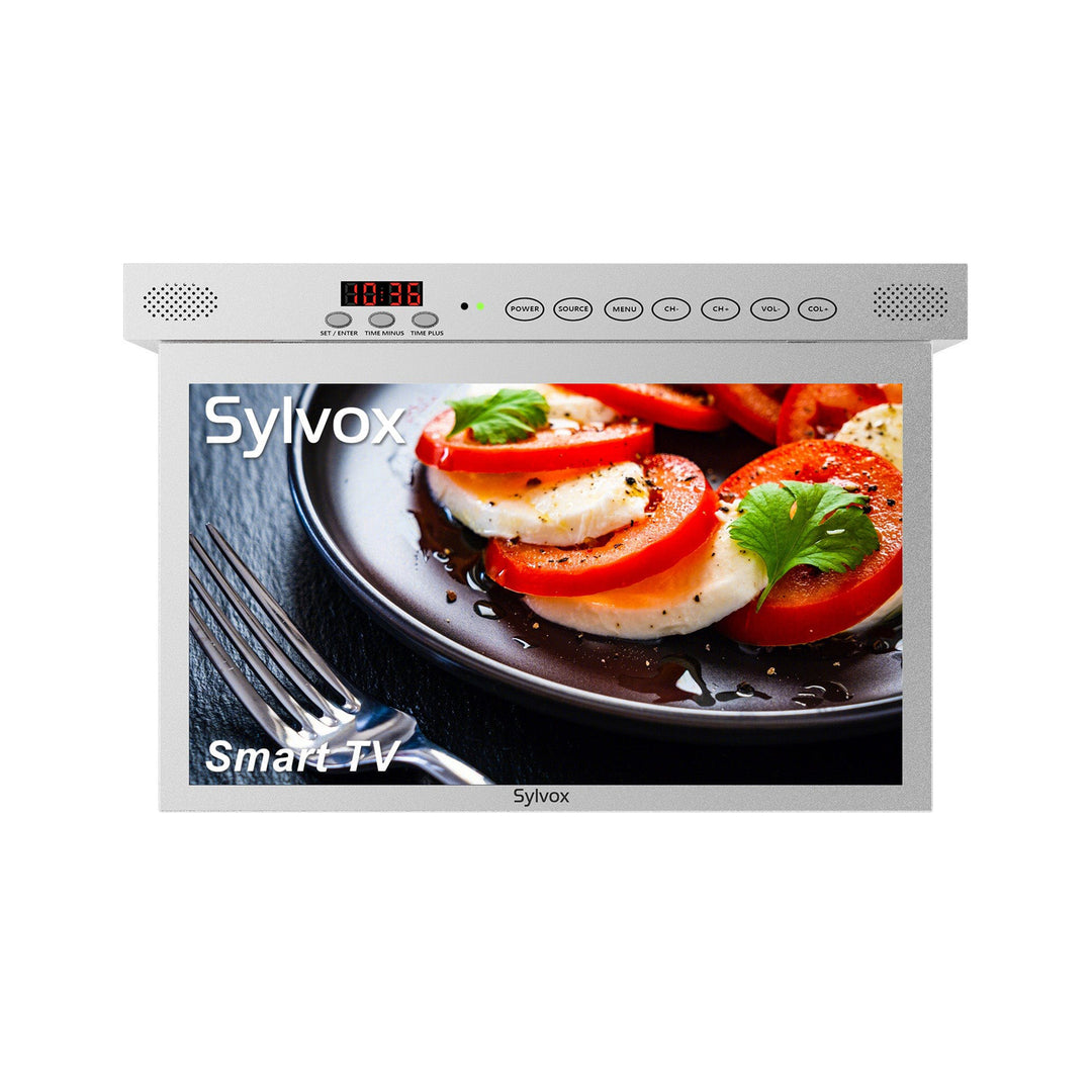 Sylvox 15,6" Unterbau-TV Silber für die Küche – Full HD, klappbar, modern & platzsparend