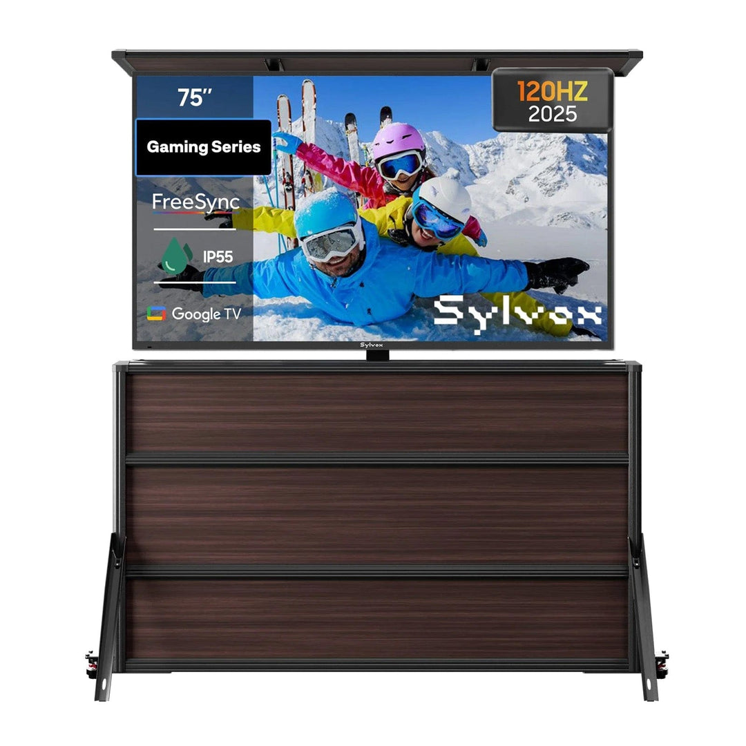 75 Zoll TV-Schrank + Gaming Outdoor-TV (Halbschatten)