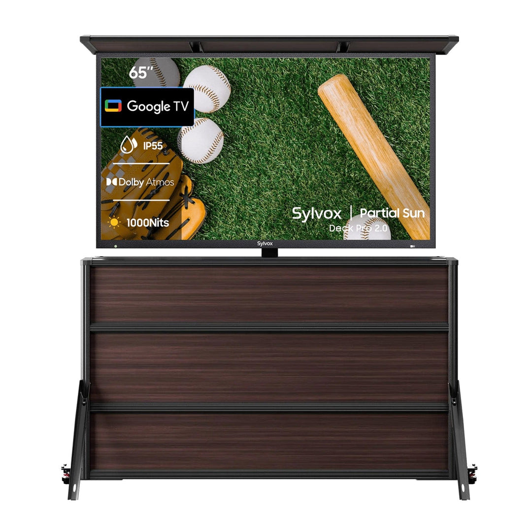 65 Zoll TV-Schrank + Deck Pro 2.0 Outdoor-TV (Halbschatten)