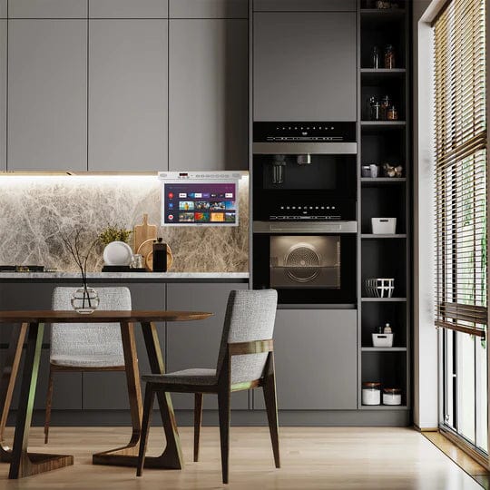 Sylvox 15,6" Unterbau-TV Silber für die Küche – Full HD, klappbar, modern & platzsparend