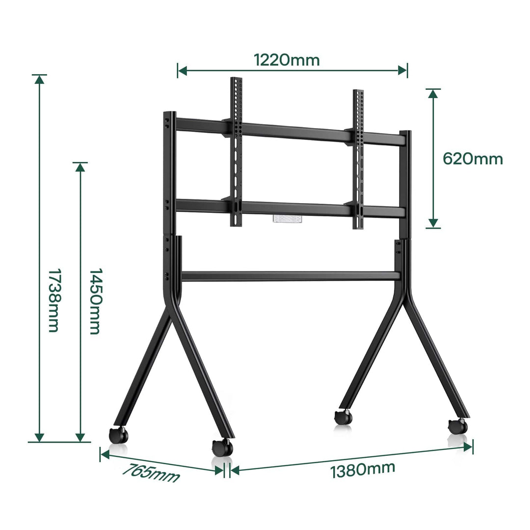 Wetterfester Outdoor TV Ständer rollbar (65-86 Zoll) – Y-Design TV Wagen, Höhenverstellbar, Mobil für Terrasse & Garten