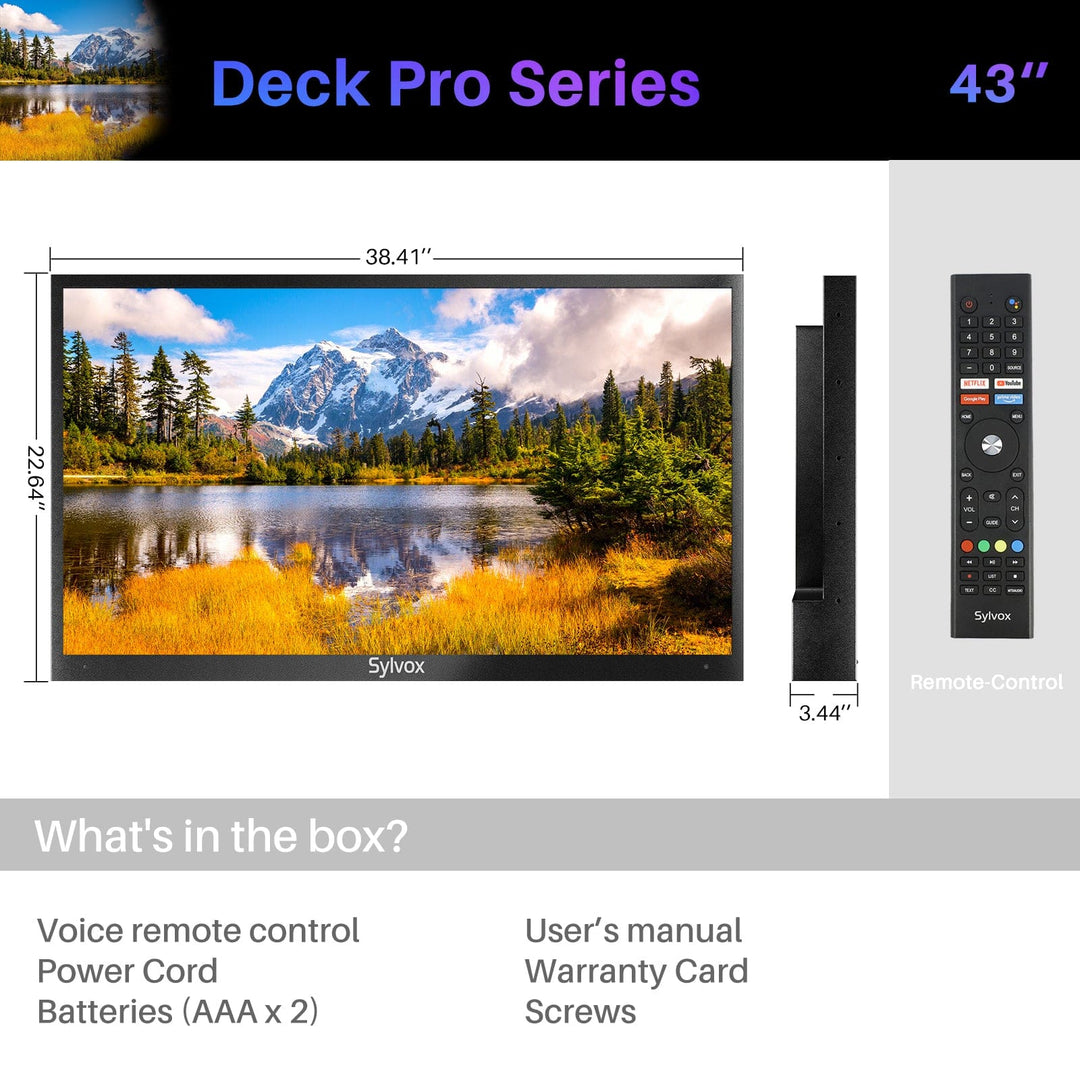 43 Zoll Fernseher für draußen (Wetterfest) 4K Smart TV - Deck Pro Serie